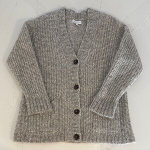 BARE Alpaca Gray Cardigan Button up Sweater made in Perou size XS